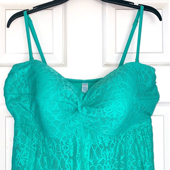 Tropical Escape Teal Mesh One Piece Swim Suit - Picture 2 of 5